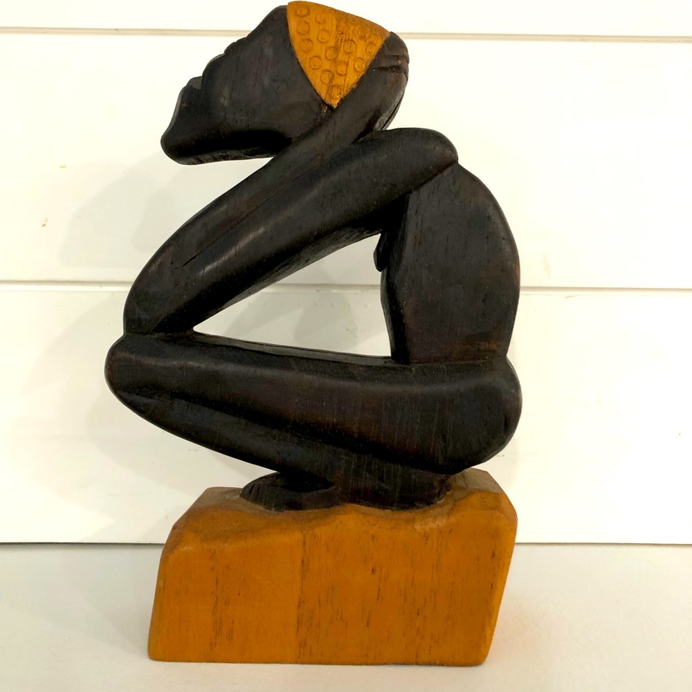 Vintage Hand Carved African Wooden Man